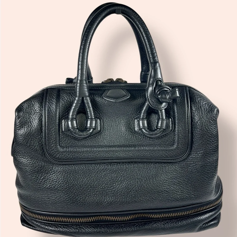 Derek Lam Black Leather Y2K Top Handle Satchel Handbag - Picture 2 of 12